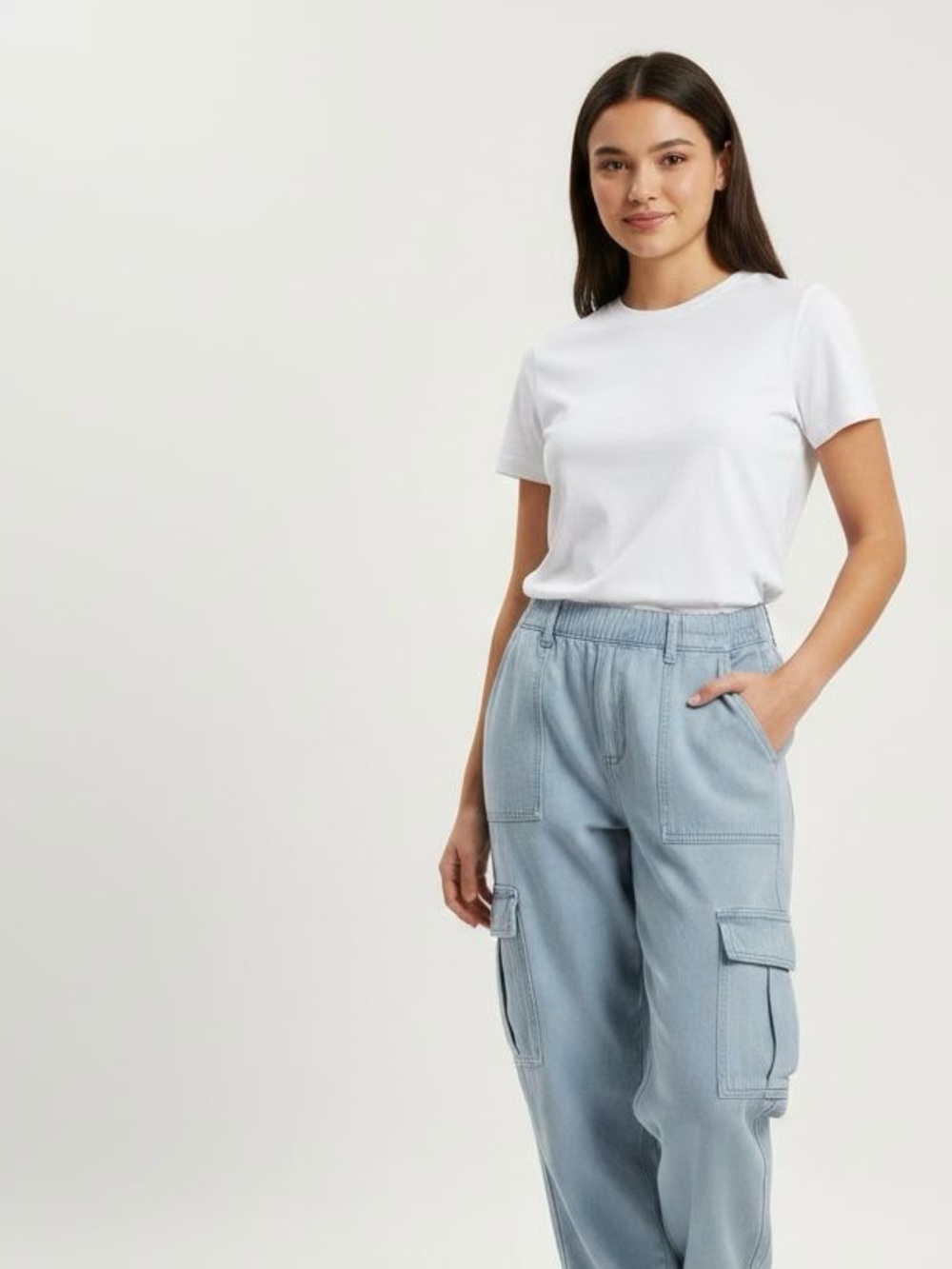 Light Blue Boot Cut Cargo Jumpsuit Pants